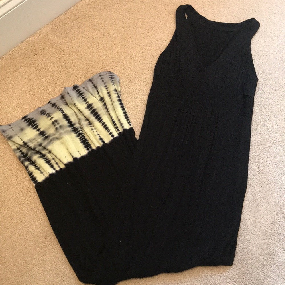 Black and tie-dye maxi dress